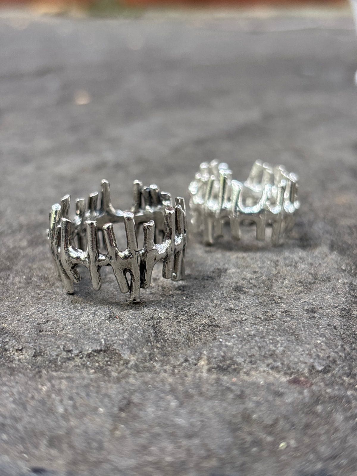 Tally Marks Heavy Ring- Sterling Silver, Handmade