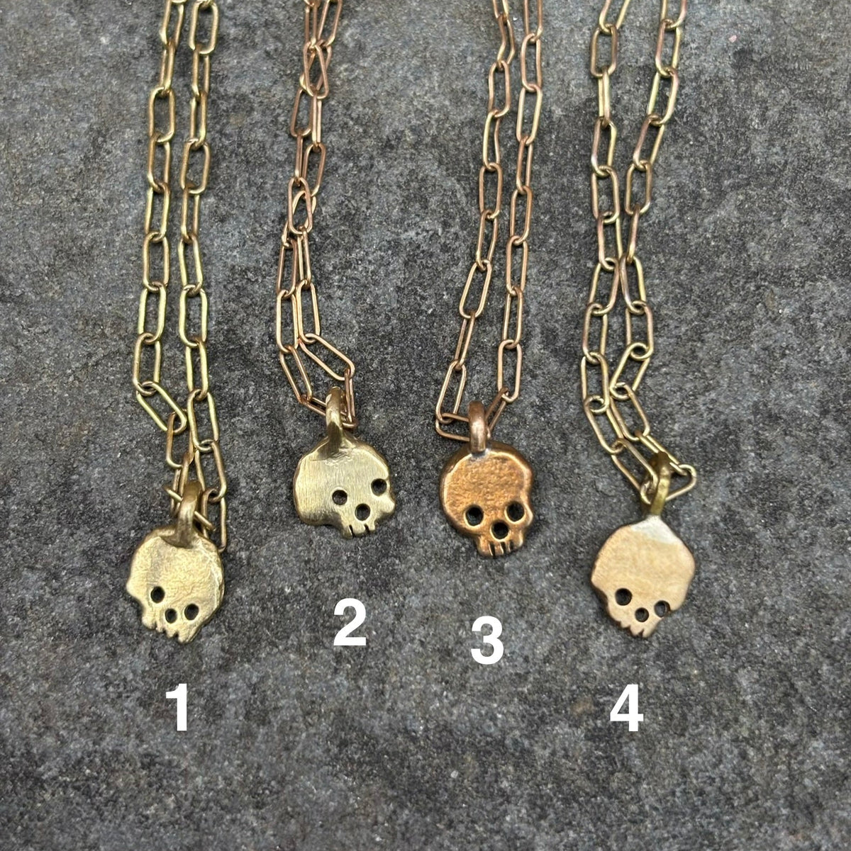 Brass Tiny Skull Pendant