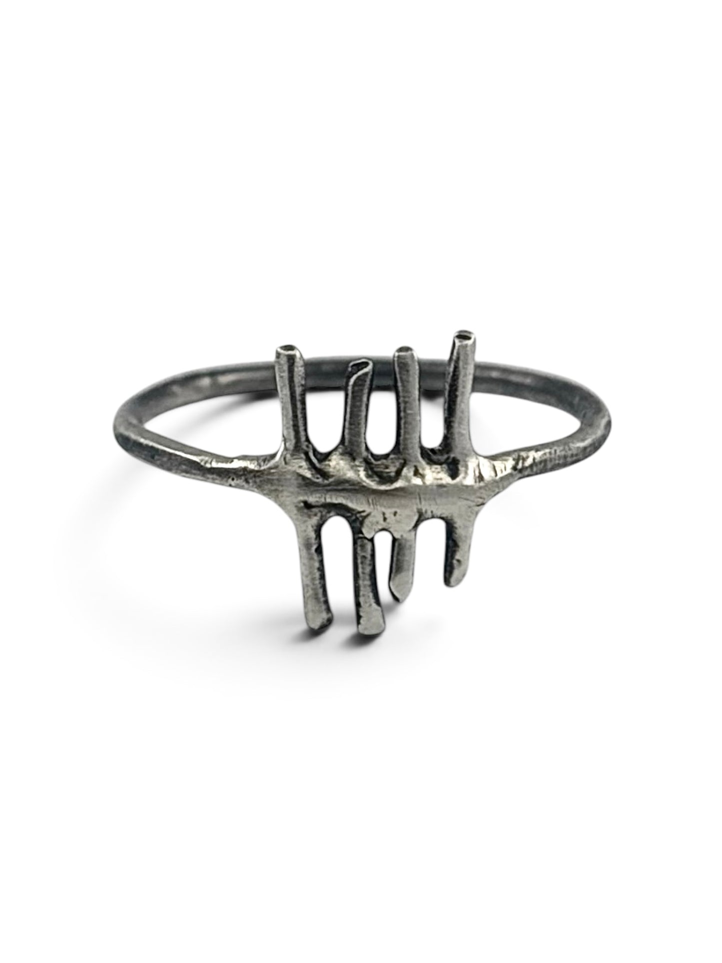 Tally Marks Ring - Single - Sterling Silver, Handmade