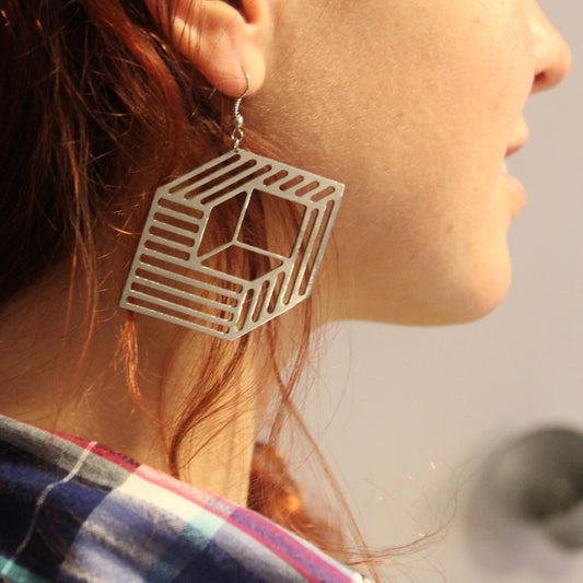 Cube Earrings - Stainless Steel - Sol LeWitt inspired earrings