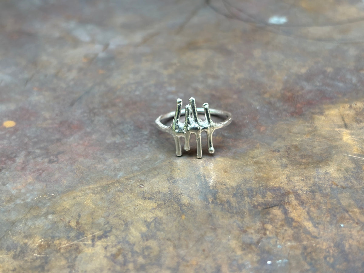 Tally Marks Ring - Single - Sterling Silver, Handmade