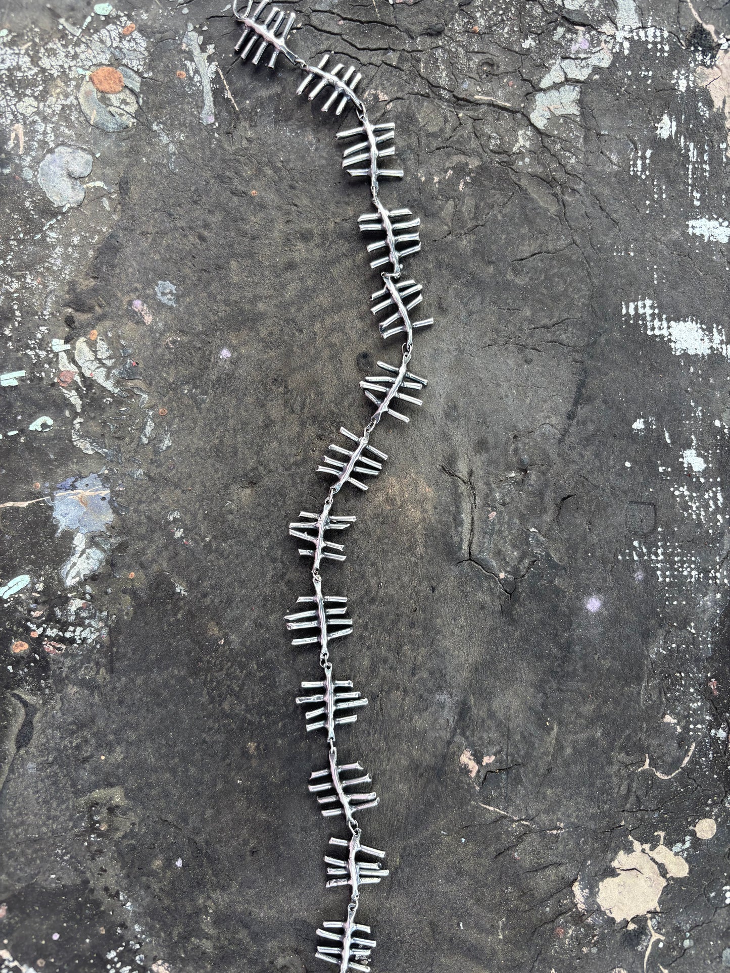 Tally Marks Choker Necklace - Sterling Silver, Handmade