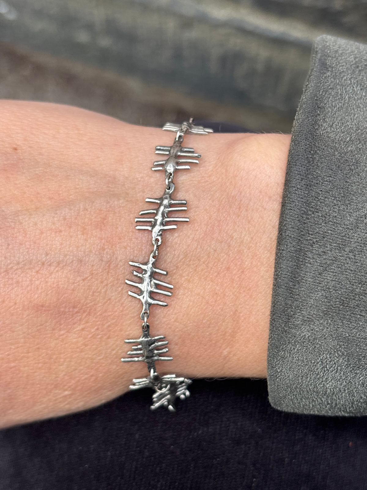 Tally Marks Bracelet - Sterling Silver, Handmade