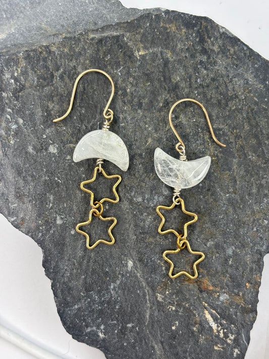 Moonstone Starfall Earrings