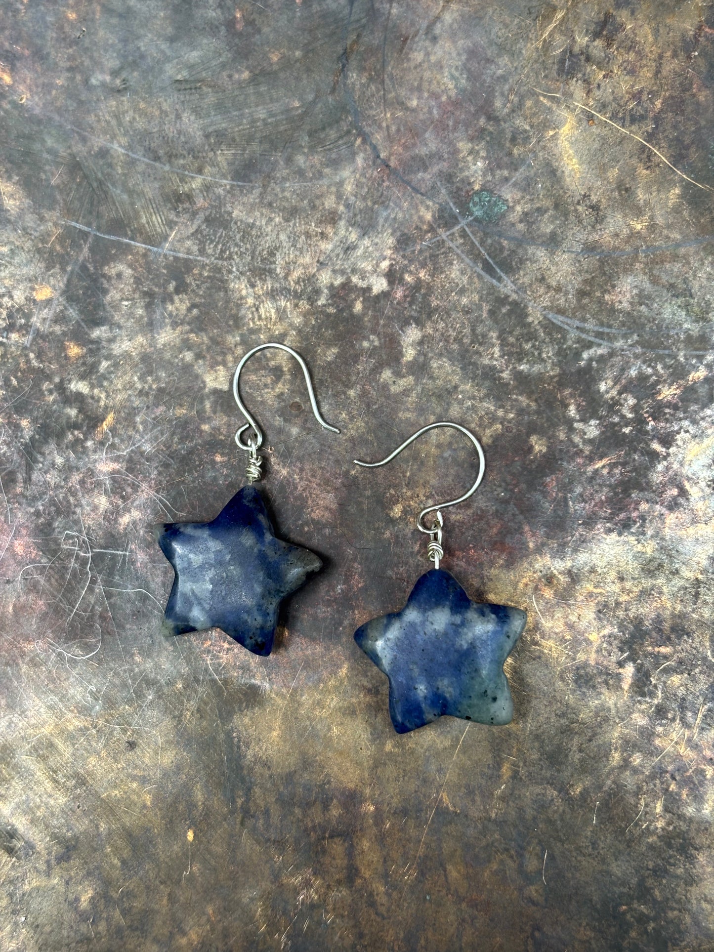 Sodalite Star Earrings - Silver