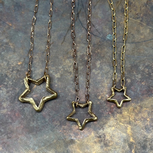 Hollow Star Necklace - Brass