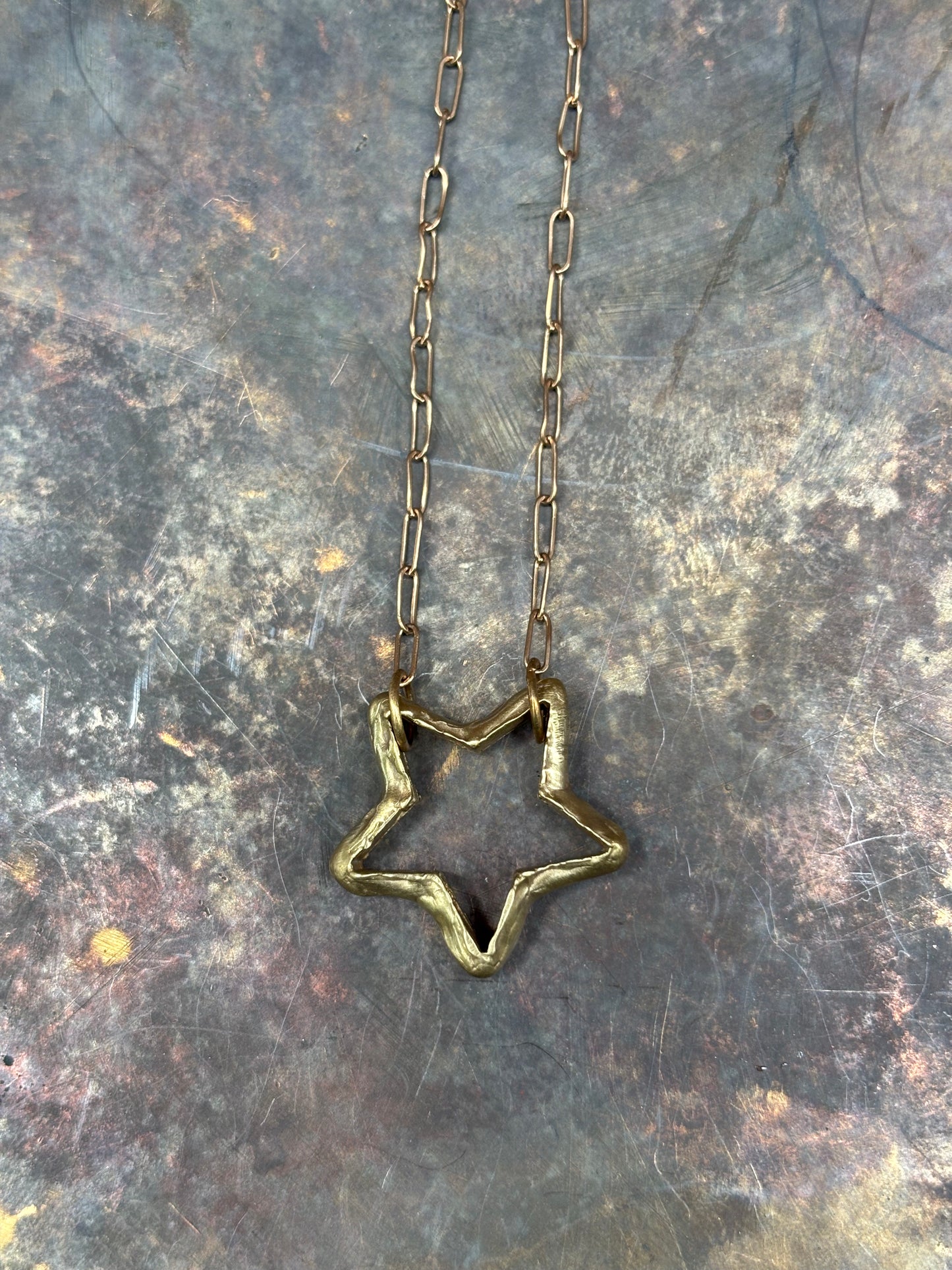 Hollow Star Necklace - Brass