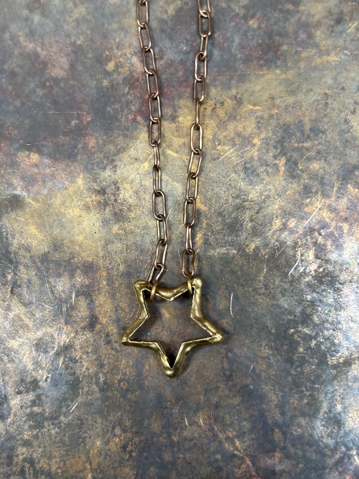 Hollow Star Necklace - Brass