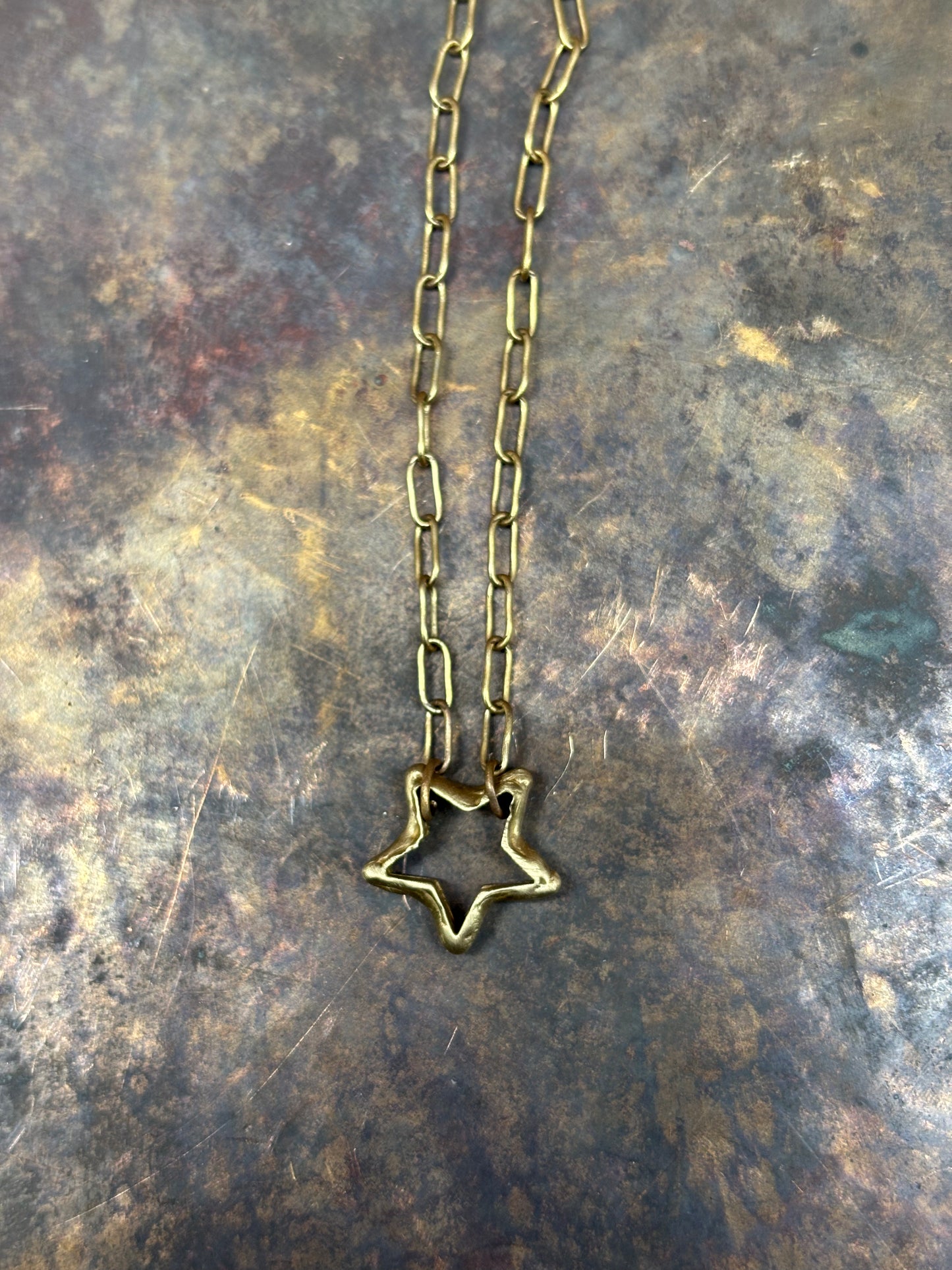 Hollow Star Necklace - Brass