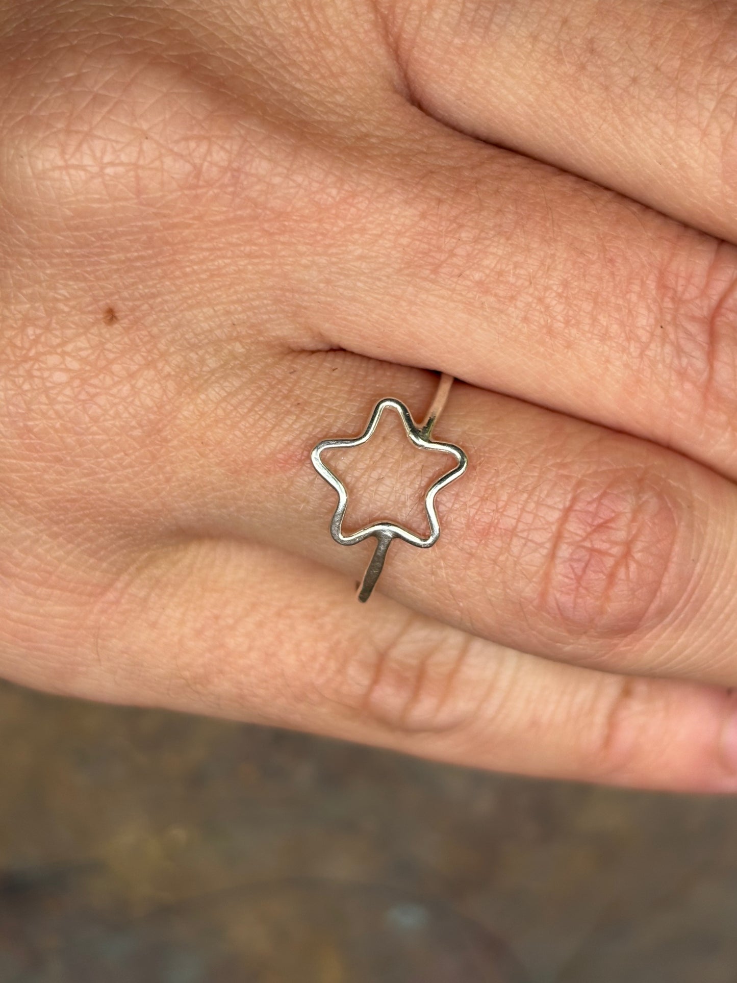 Hollow Silver Star Ring