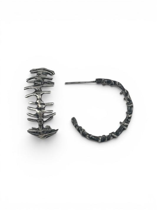 Tally Marks Hoops- Sterling Silver, Handmade