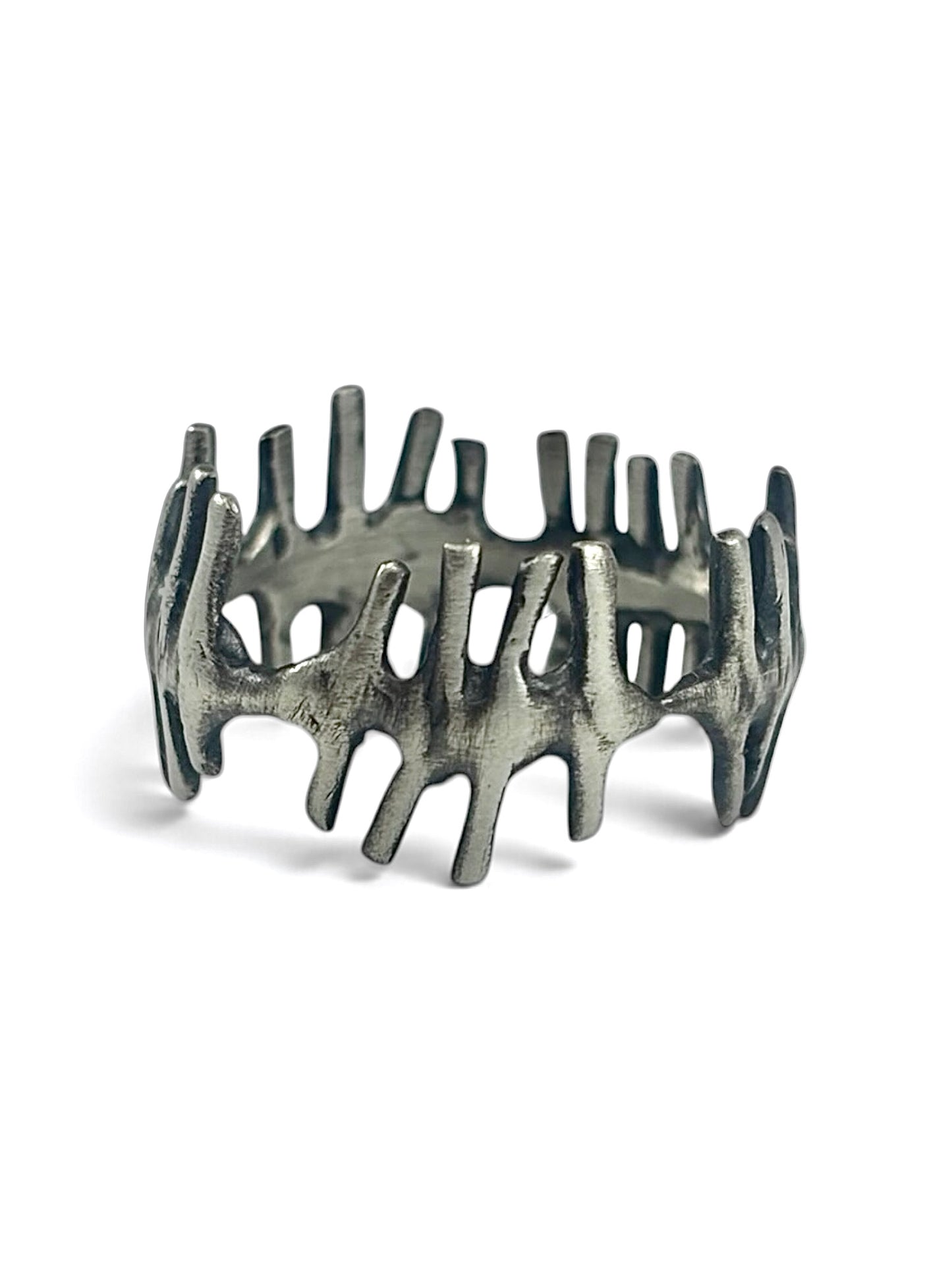 Tally Marks Light Ring- Sterling Silver, Handmade