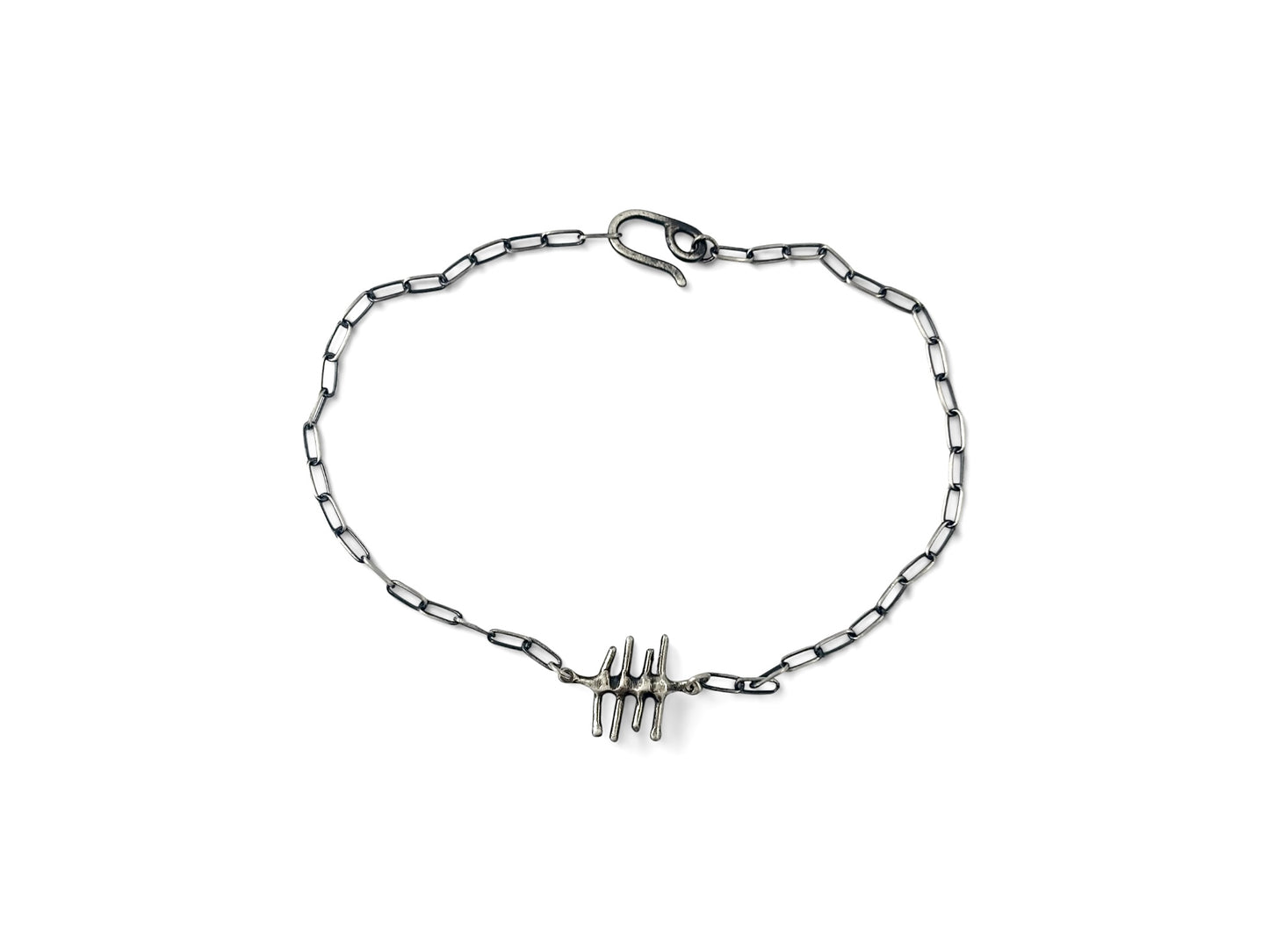 Tally Marks Single Bracelet - Sterling Silver, Handmade