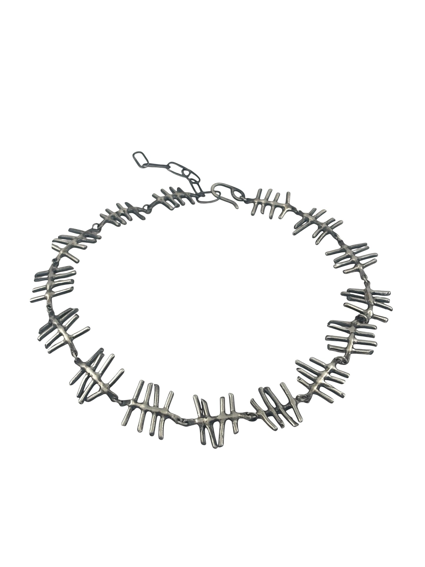 Tally Marks Choker Necklace - Sterling Silver, Handmade