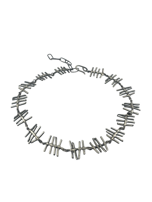 Tally Marks Choker Necklace - Sterling Silver, Handmade