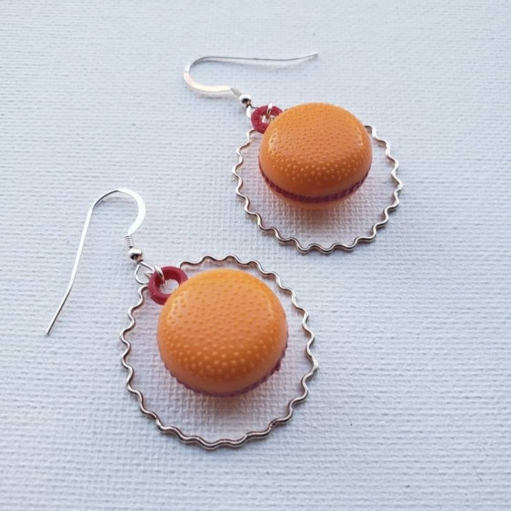 Burger Earrings - Vintage Toys and Sterling Silver