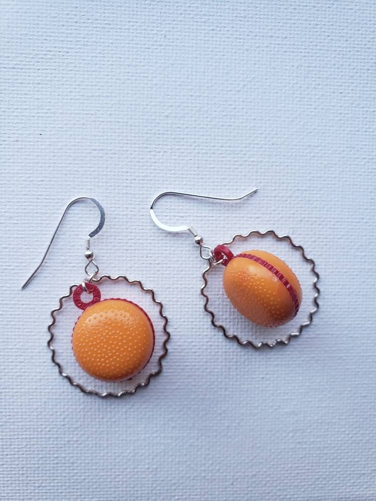 Burger Earrings - Vintage Toys and Sterling Silver