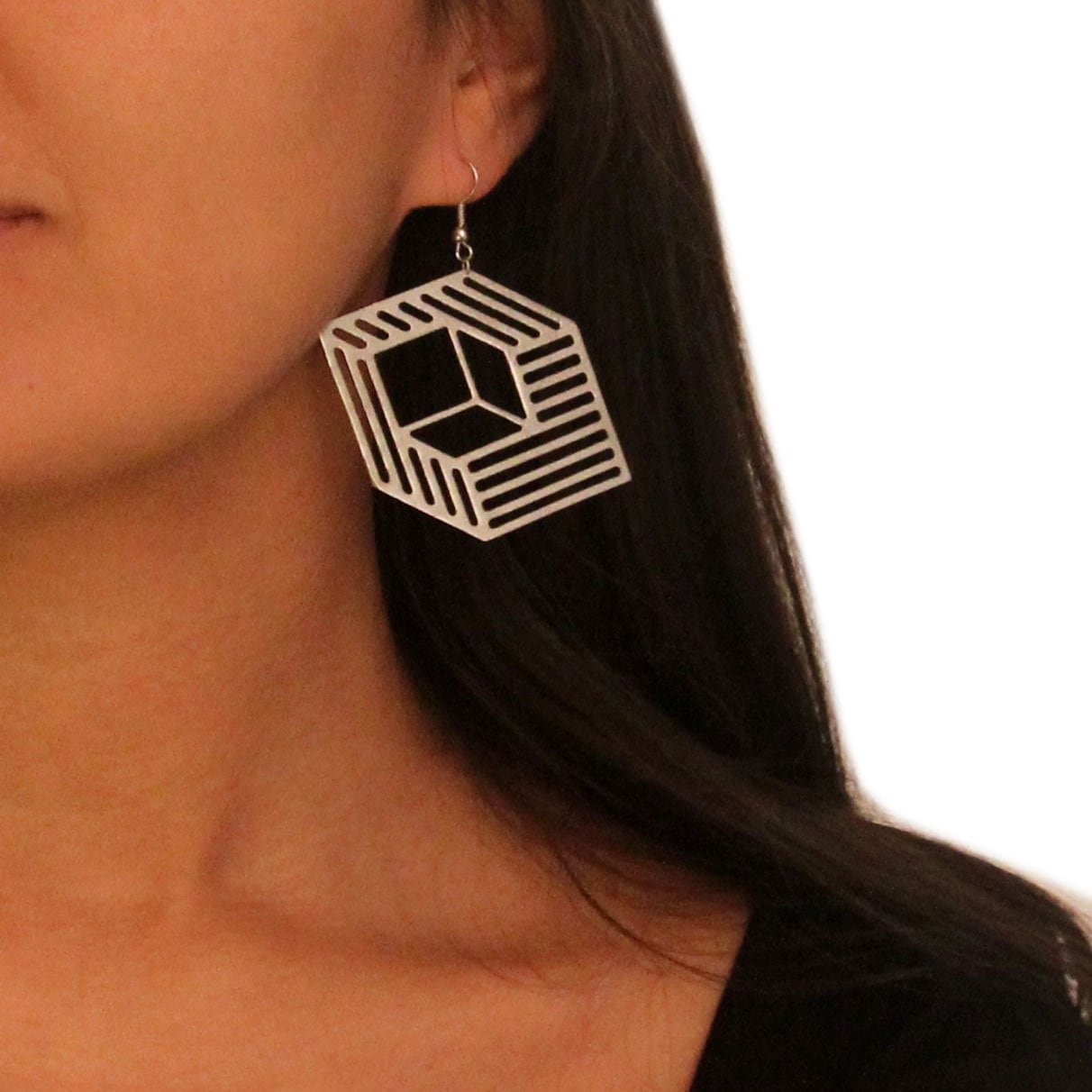 Cube Earrings - Stainless Steel - Sol LeWitt inspired earrings